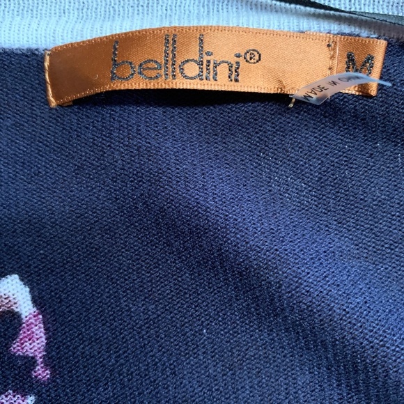 Belldini Floral Cardigan Medium Navy Open Sweater Long Sleeve Spring Wrap Casual - Picture 8 of 10